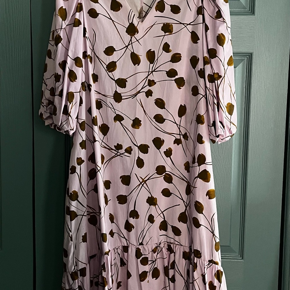 Chic Long Sleeve Floral Dress in Pink and Brown